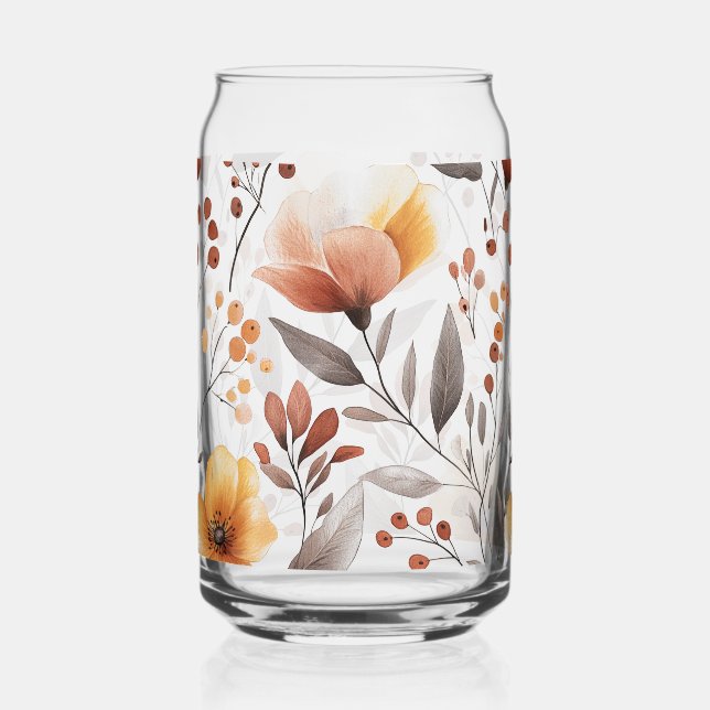 Flowers Floral Pattern Sublimation-95653 Can Glass (Front)