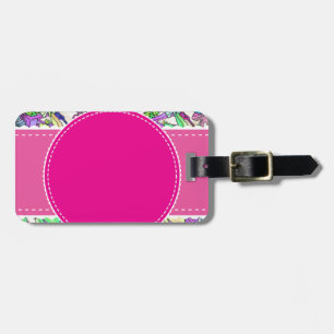 flowers floral vines colourful chic elegant bridal luggage tag