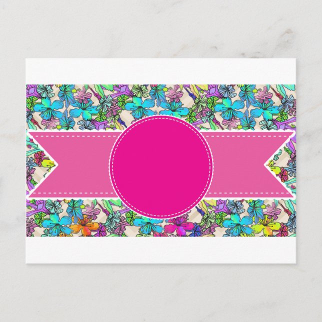 flowers floral vines colourful chic elegant bridal postcard (Front)