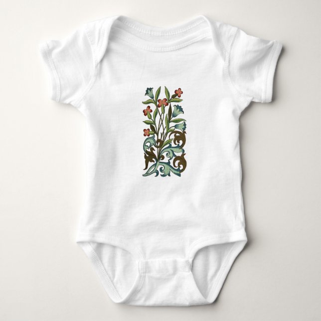 Flowers Floral Wallpaper Art Nouveau Pretty Baby Bodysuit (Front)