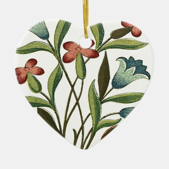 Flowers Floral Wallpaper Art Nouveau Pretty Ceramic Ornament (Front)
