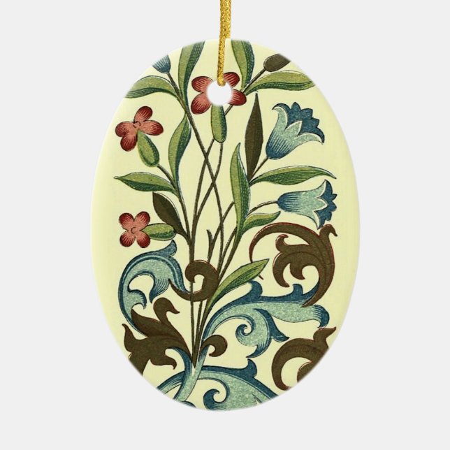 Flowers Floral Wallpaper Art Nouveau Pretty Ceramic Tree Decoration (Front)