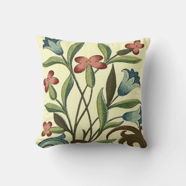 Flowers Floral Wallpaper Art Nouveau Pretty Cushion (Front)