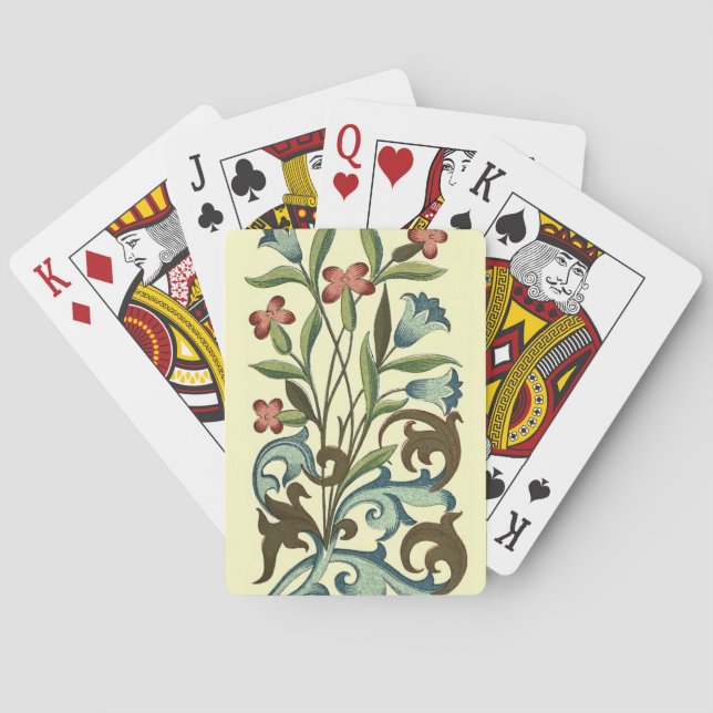Flowers Floral Wallpaper Art Nouveau Pretty Playing Cards (Back)