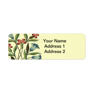 Flowers Floral Wallpaper Art Nouveau Pretty Return Address Label