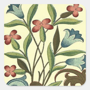 Flowers Floral Wallpaper Art Nouveau Pretty Square Sticker