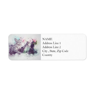 Flowers for Kitty Abstract Watercolor Return Address Label