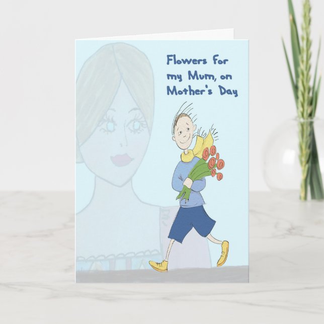 Flowers for Mum on Mother's Day from Young Son Card (Front)
