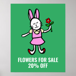 Flowers for Sale Sign, Custom Retail Sale Poster