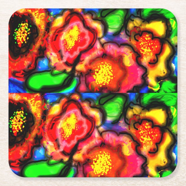 Flowers for summer  mug beverage pitcher pillar ca square paper coaster (Front)