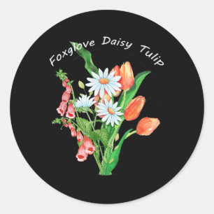 Flowers Foxglove Daisy Tulip Subtle Flora Classic Round Sticker