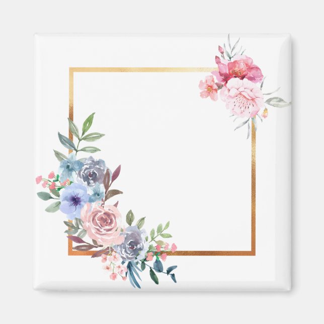 Flowers Frame Floral Frame Boundary Rose Leaves Magnet (Front)