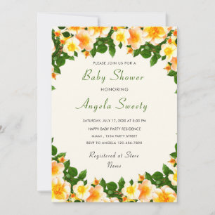 Flowers Framed Framed Baby Shower Invitation