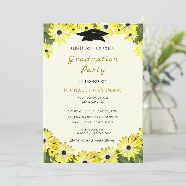 Flowers Framed Graduation Party Invitation (Standing Front)