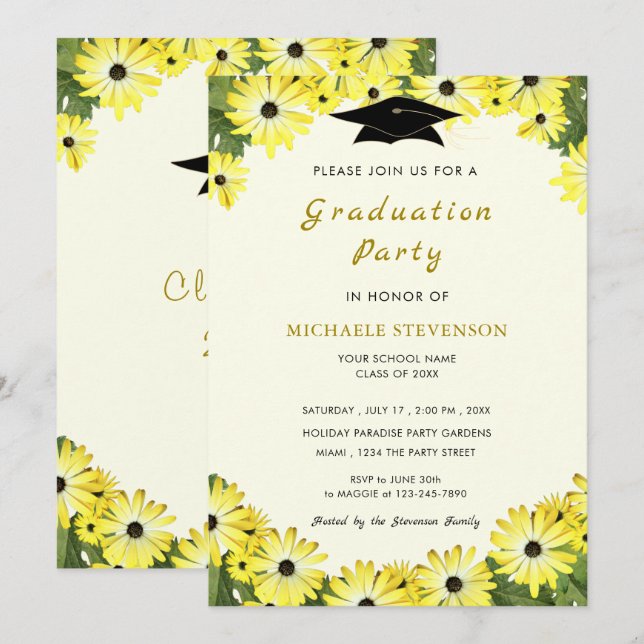 Flowers Framed Your Graduation Invitation Template (Front/Back)