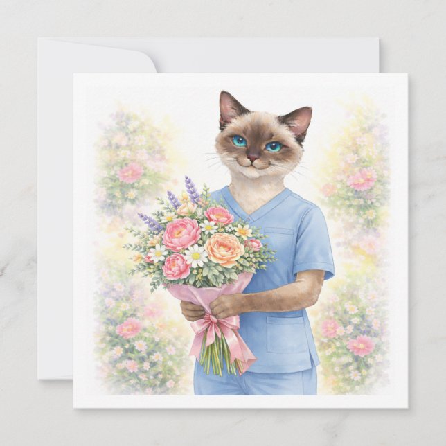 Flowers from Nurse for Mother;s Day  Holiday Card (Front)