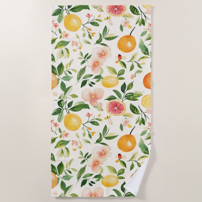 Flowers & Fruit Beach Towel (Front)