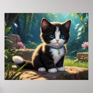 *~* Flowers Garden Kitty Cat 5:4 Feline Kitten Poster