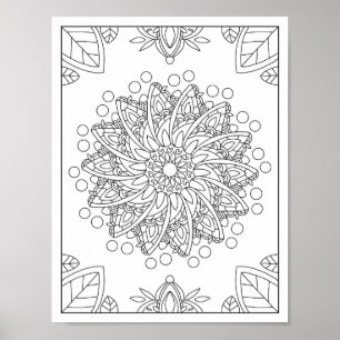 Flowers Garden Mandala Colouring Poster