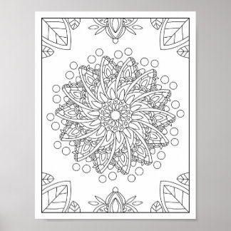 Flowers Garden Mandala Colouring Poster