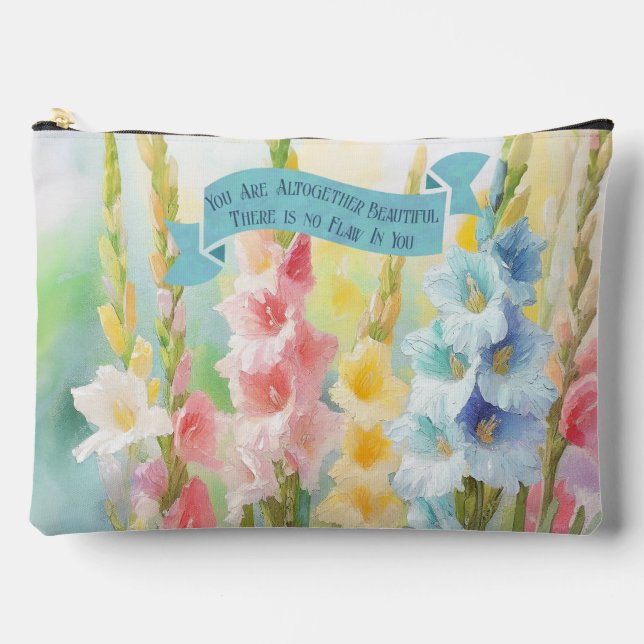 Flowers Garden Painting,Bible Quote,Travel  Accessory Pouch (Front)