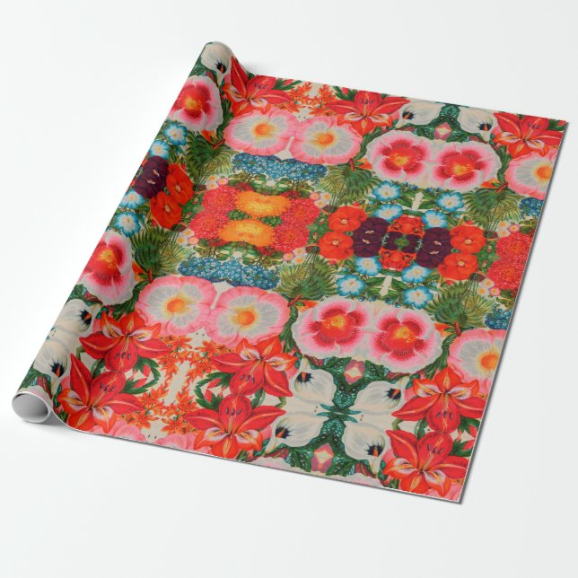 FLOWERS GARDEN WRAPPING PAPER (Unrolled)