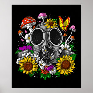 Flowers Gas Mask Poster