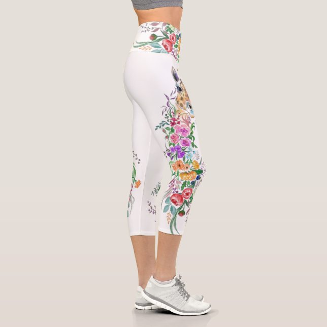 Flowers Giraffe Capri Leggings (Right)