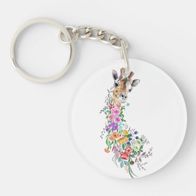 Flowers Giraffe Keychain (Front)