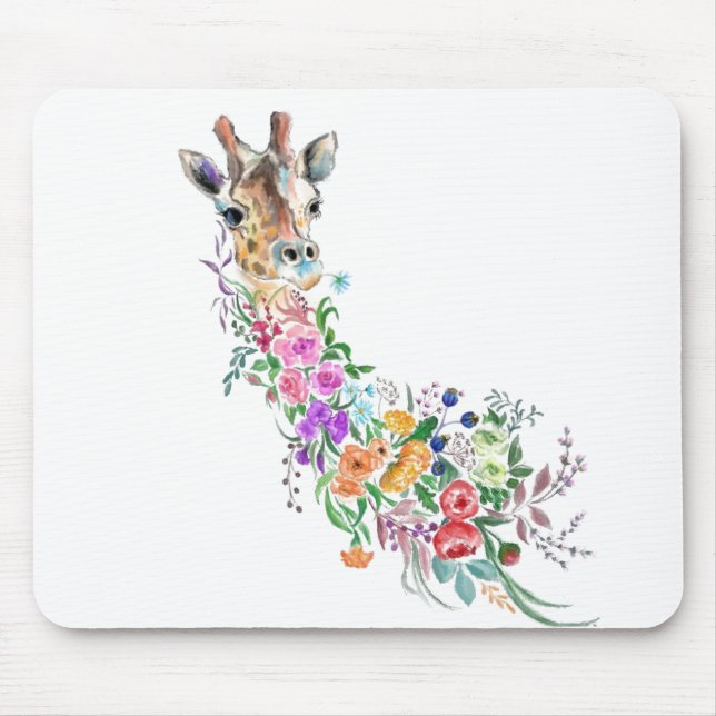Flowers Giraffe Mouse Pad (Front)