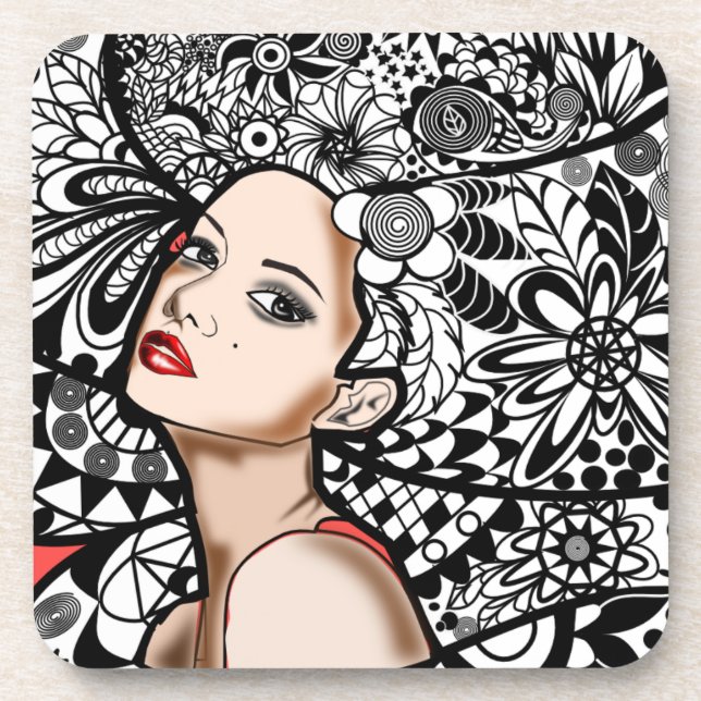 Flowers Girl Beverage Coaster (Front)