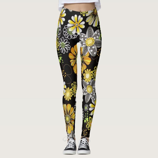 Flowers glowing in darkness leggings (Front)