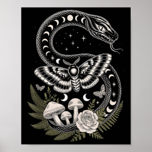 Flowers Goblincore Moth Butterfly Monophases Cotta Poster