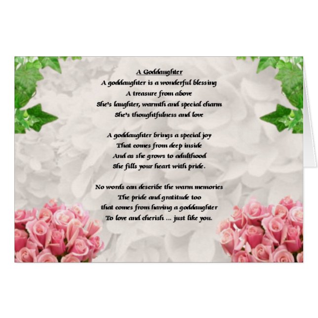 Flowers Goddaughter poem (Front Horizontal)