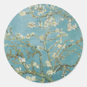 Flowers Gogh Branches Almond Blossoms Nature Classic Round Sticker