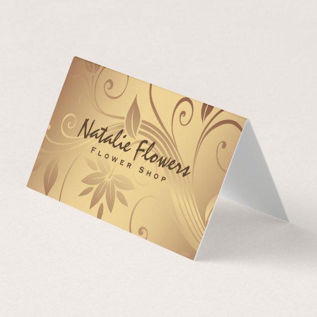 Flowers | Golden Business Card (Front)