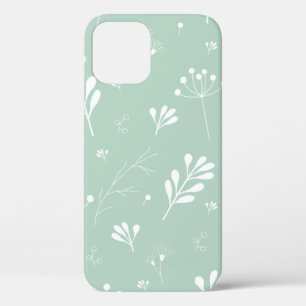 Flowers green background twigs iPhone 12 case