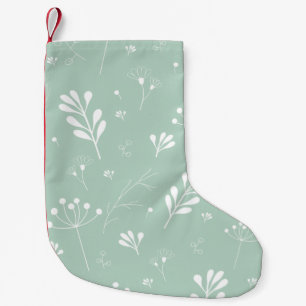 Flowers green background twigs small christmas stocking