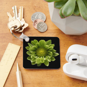 Flowers Green Chrysanthemum Key Ring