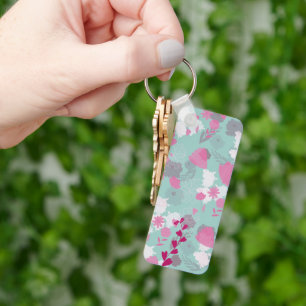 flowers green key ring