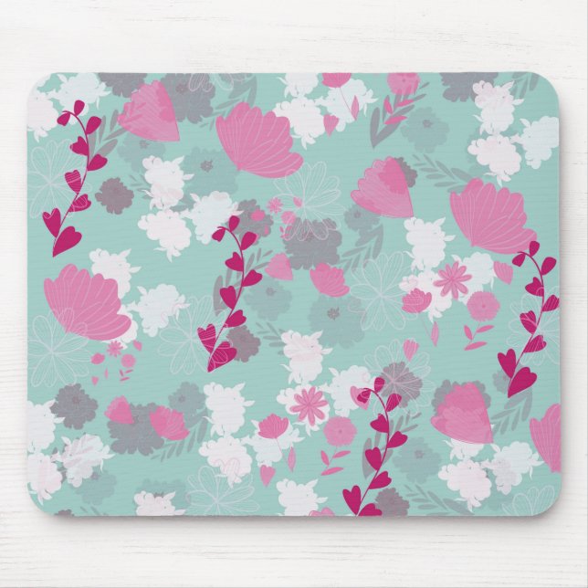 flowers green mouse pad (Front)