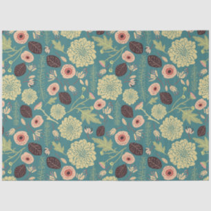 Flowers Green Pink Pattern Tissue Paper