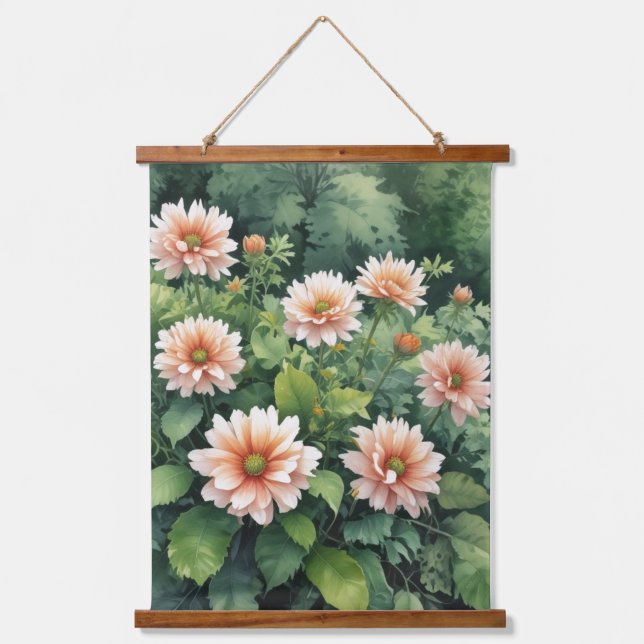 Flowers Greenery Elegant Watercolor Hanging Tapestry (Front)