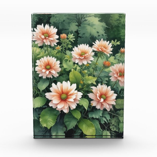 Flowers Greenery Elegant Watercolor Photo Block (Front)