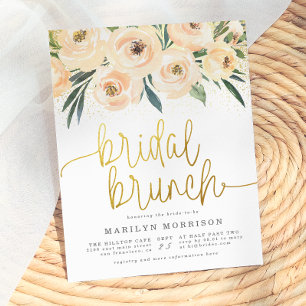 Flowers & Greenery Gold Bridal Brunch Shower Invitation Postcard