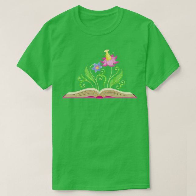 Flowers Growing From Book Beautiful Stickers T-Shirt (Design Front)