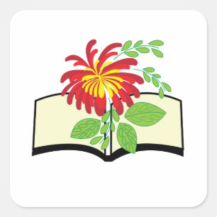 Flowers Growing from Book Square Sticker