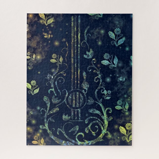 Flowers Guitar Art - Romantic Jigsaw Puzzle (Vertical)