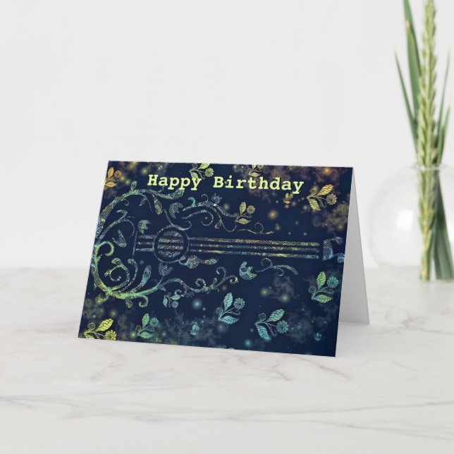 Flowers Guitar Birthday Card (Front)