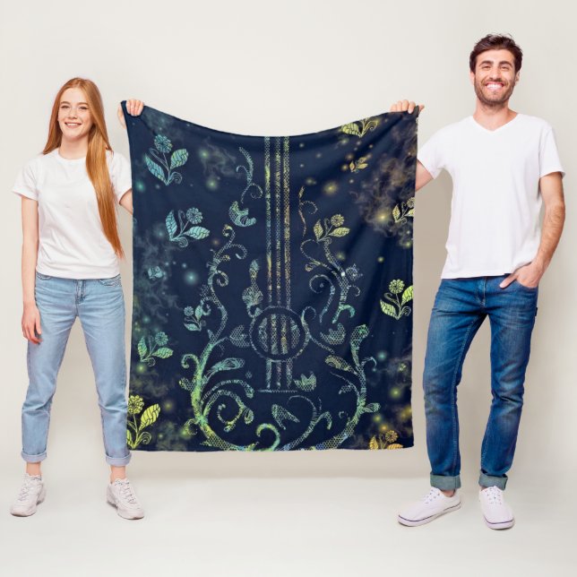 Flowers Guitar Fleece Blanket (In Situ)